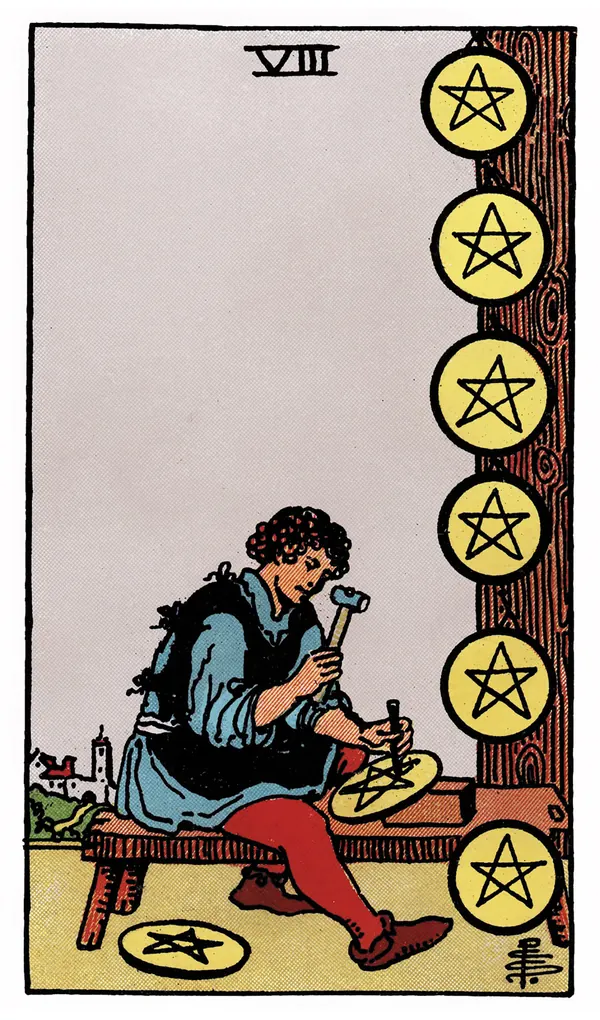 Ý nghĩa lá bài Eight of Pentacles