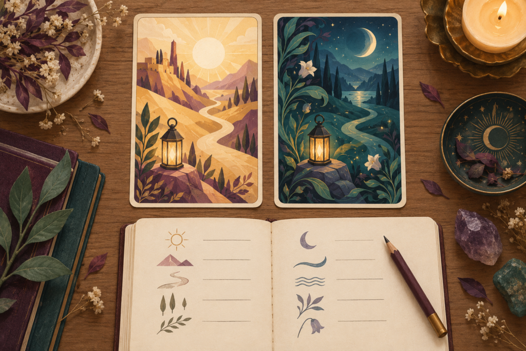 Cùng một lá Tarot ở hai bộ bài: cách so sánh hình ảnh